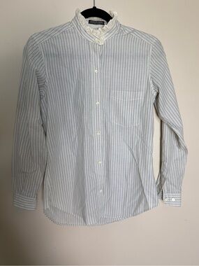 Vintage John Henry striped blouse with lace collar white blue green purple small